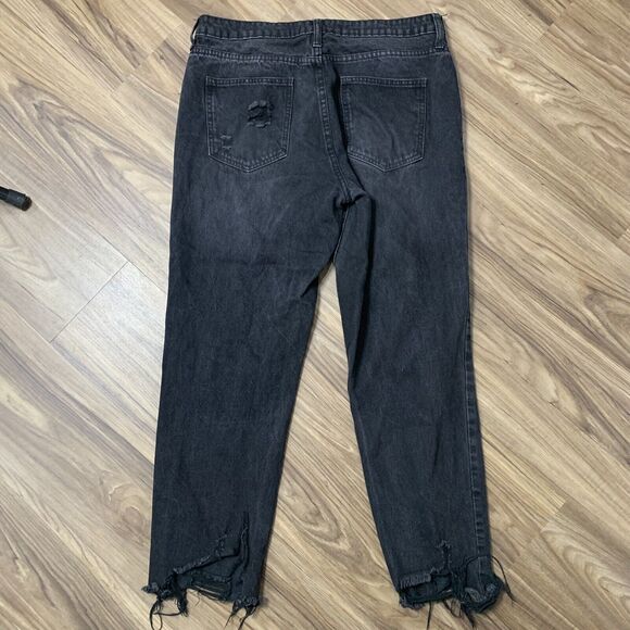 Fashion Nova Jr 9 Jeans Distressed Holes Relaxed High Rise Black Denim Women’s - Picture 7 of 7